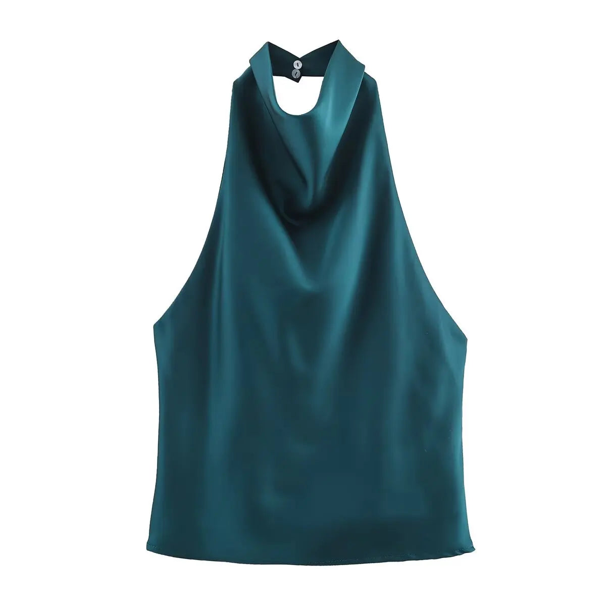 Sexy Chic Butter Yellow Satin Tops Women Halter Backless Beach Holiday Party Top Fashion 2025 New Year Evening Satin Top