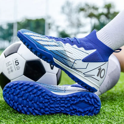 Limited high-top soccer boots FG spikes and TF broken nails Unisex style are available in 3 colors football boots sneakers
