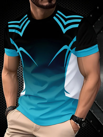Plus Size Men's 3D Print T-Shirt Summer Casual Round Neck Short Sleeved Top Running Fitness Exercise High-End T-Shirts for Men