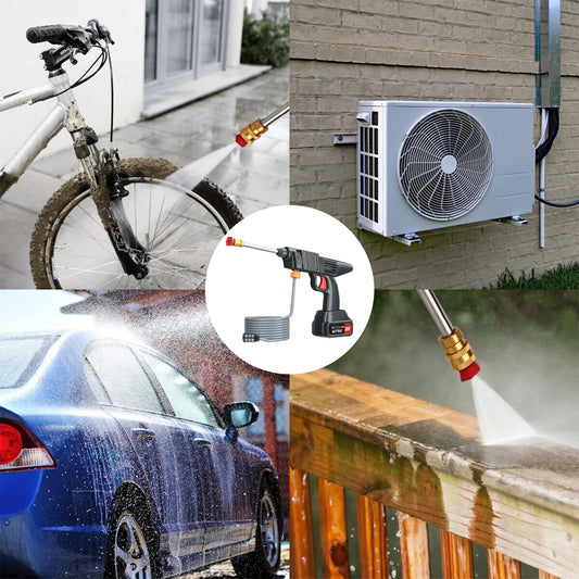 450w Cordless Car Wash Washer Gun Spray Water 26Bar 288VF Portable High Pressure 2x1200mah Battery For Auto Home Garden Cleaning