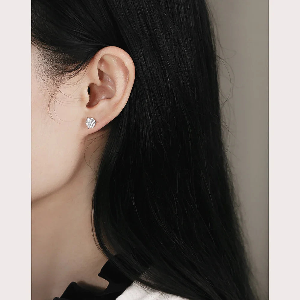 D VVS1 Round Moissanite Earring 3 Prongs Setting Classic Trendy Women Man Fine Jewelry GRA Certified 925 Sliver Earring