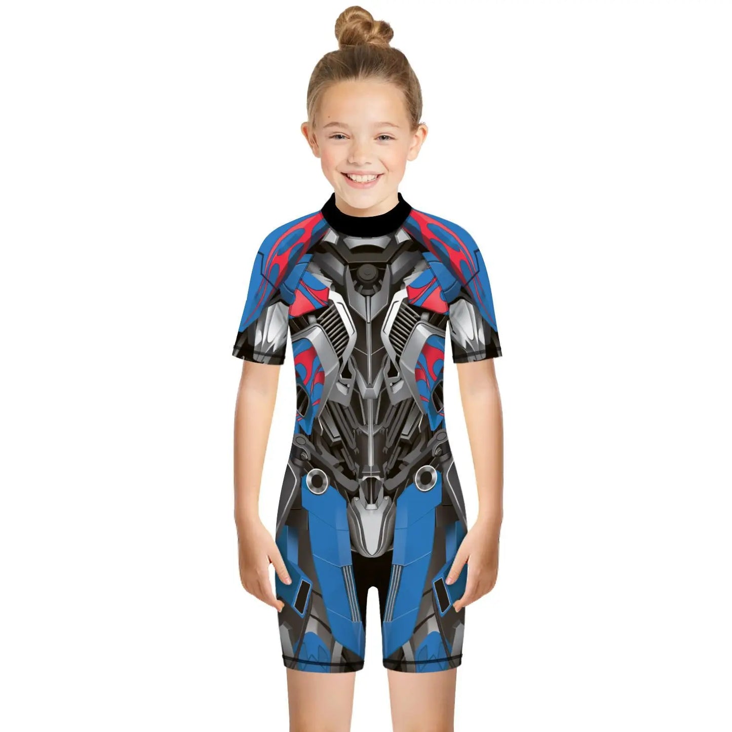 Children One Pieces Swimsuit Superhero 3D Print Playsuit Child Short Sleeve Swimwear Beach Bathing Suit Swim Wear For Boys Girls
