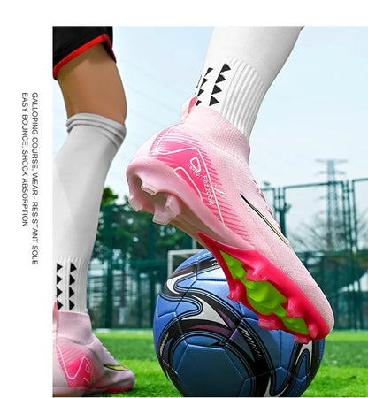 New Men Football Boots Match Long Spikes Soccer Shoes Cleats Boys Comfortable Training Sport Adult Breathable Outdoor Non Slip