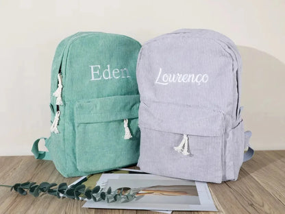 Kids School Bag Personalized Toddler Backpack Embroidered Name Child Corduroy Backpack Birthday Gift Laptop Bag Back to School