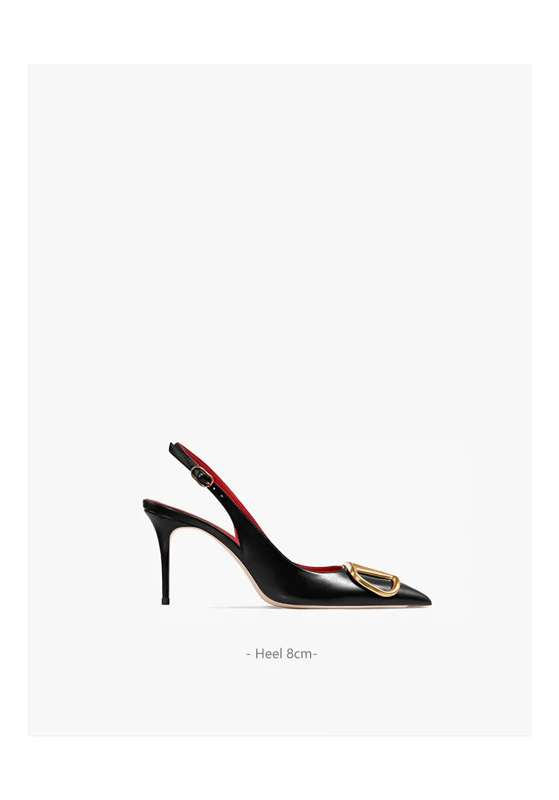 Fahion Slingback Black Comfortable Women Summer Shoes Very High Heel Sandals 2025 Trend for Wedding Party Dress
