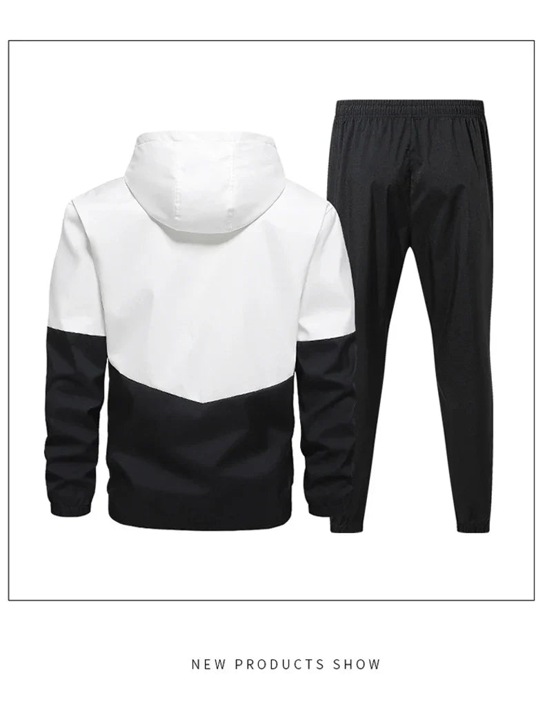CHRLCK Men's Running Sportswear Suits Breathable Clothes Sports Joggers Training Gym Fitness Tracksuit Sets Men