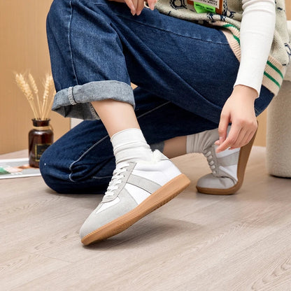 Women's Sneakers 2026 New Genuine Leather Ladies Moral Training Shoes Casual Spring Flat Shoes Women