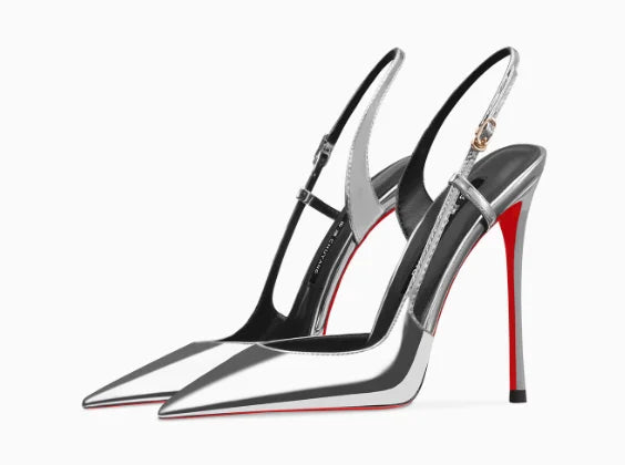 Sandálias femininas de cetim vermelho-rosado com tira traseira, fivela tripla, salto fino e estilo europeu e americano sexy, sapato único