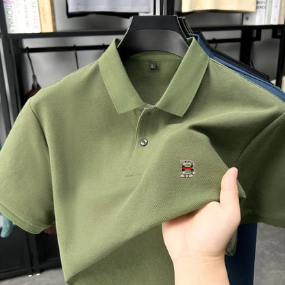 High end brand 100% cotton short sleeve polo shirt men's summer new soft breathable lapel T-shirt fashion letter embossed top