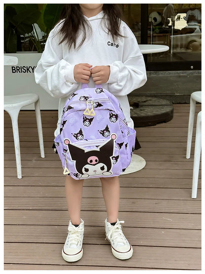 Anime Cartoon Kuromi Melody Cinnamoroll Backpack Boys Girls Cartoon Hello Kitty Kawaii Canvas Fashion Children's Schoolbag