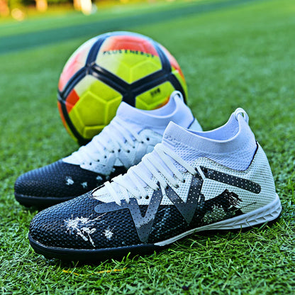 Multicolor TF Turf Soccer Shoes Durable PU Fabric Rubber Outsole Anti-slip Wearproof For Kids Teenager Turf Games