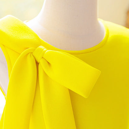 Summer Bow Bridesmaids Party Girls Dress Elegant Baptism Wedding Princess Prom Dresses Girl Gala Birthday Evening Kids Clothing
