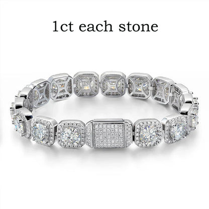 4/5/6.5mm Full Diamond 100% Real Moissanite Bracelets for Men Women Classic Luxury Bangles Pure 925 Sterling Silver Chain