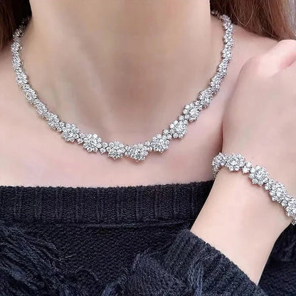 Full Moissanite Jewelry Set 925 Sterling Silver Sunflower Necklace Bracelet Earring Sets For Women Fine Jewelry GRA Tested