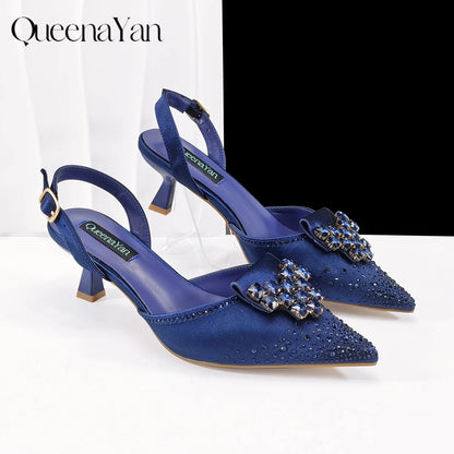 Elegant Green Handbag Medium Heel Shoe Set with Exquisite Handmade Metal Decoration Accents for Wedding & Parties