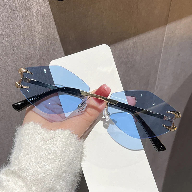 Women's Sunglasses Fashion Rimless Rhombus Sun Glasses for Female