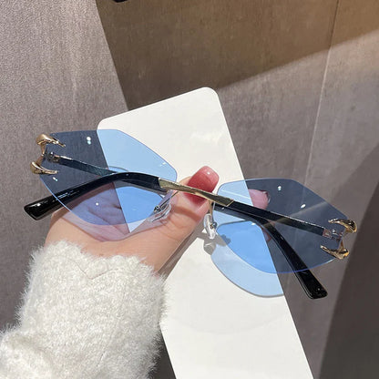 Women's Sunglasses Fashion Rimless Rhombus Sun Glasses for Female