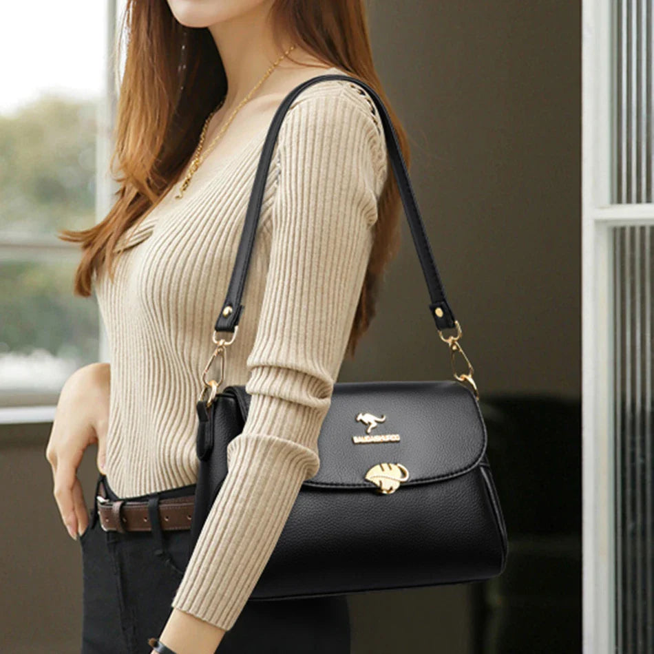 Women Bag Fashion Shoulder Bag Quality PU Leather Elegant Flap Retro Female Messenger Classic Multiple Pockets Crossbody Handbag