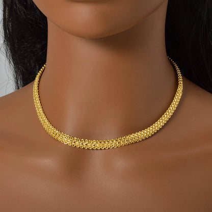 New Italian Chain Necklace Bracelet for Women Friendship Friend Metal Hip Hop Bangle Ladies Wedding Jewelry Set Pulseras Mujer