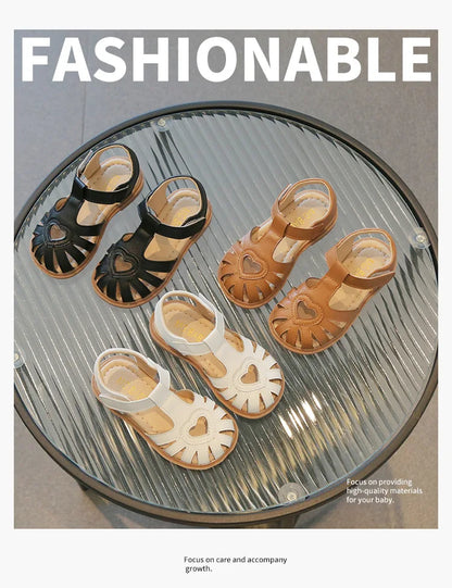 2026Sandals for Baby Girls Summer Cut-Outs Heart-shaped Lolita Princess Shoes Fashion Children's beach Sandals Kids Garden Shoes