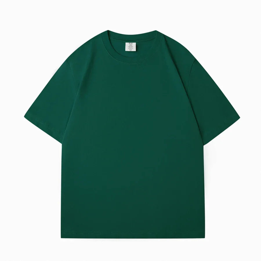 WAVLATII Nova Camiseta Feminina de Algodão Lisa Verde Escuro Oversized Casual Macia Unissex Manga Curta Verão