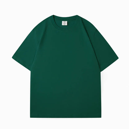 WAVLATII Nova Camiseta Feminina de Algodão Lisa Verde Escuro Oversized Casual Macia Unissex Manga Curta Verão
