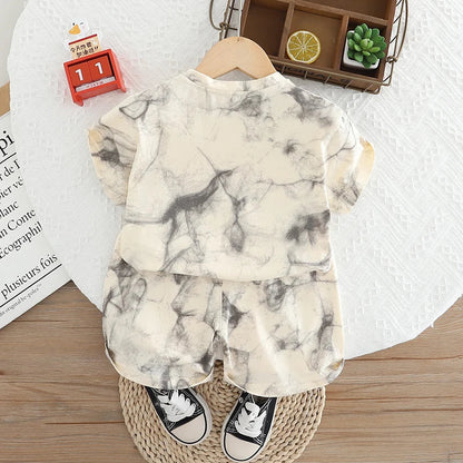 New Summer Baby Boys Girls Clothes Cotton Short Sleeve Printe Sports T Shirt Shorts Children Clothing Tracksuits Set 0-5 Years