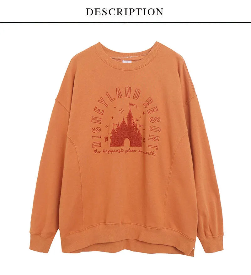 Embroidery Sweatshirt Women O Neck Pullover Tops Female Casual Loose Jumper Oversized Unisex Couple