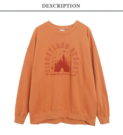 Embroidery Sweatshirt Women O Neck Pullover Tops Female Casual Loose Jumper Oversized Unisex Couple