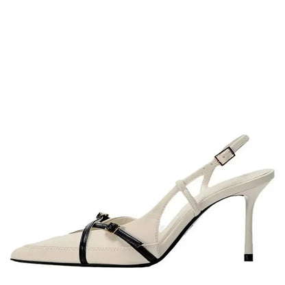 Sexy Pointy Toe Cross Buckle Strap Women Pumps Summer White Elegant Slingbacks Heels for Women Luxury Designer Heeled Sandals