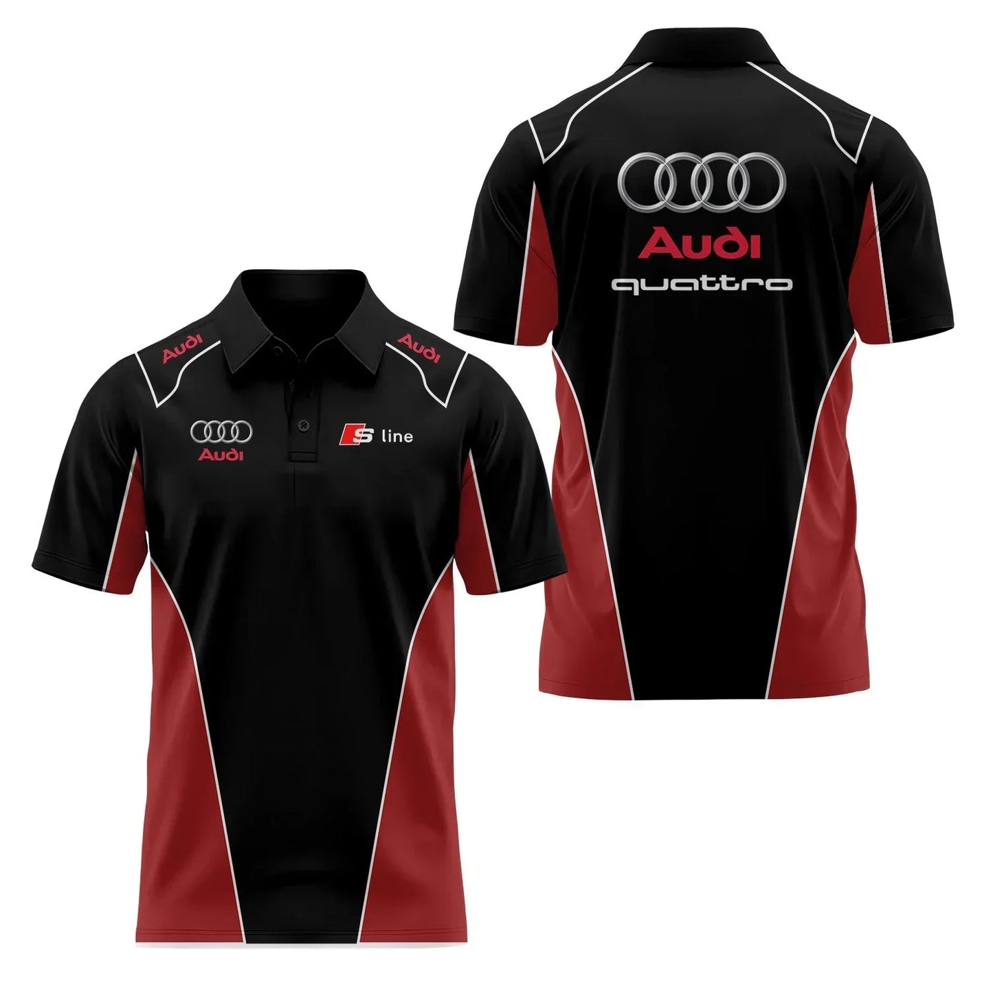 Short-Sleeved Polo Shirt 3D Printed 4S Fast Dry Sport Collar T-Shirt for Store Staff Fashionable