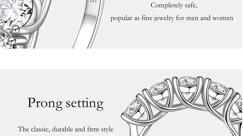 2.5/5CT Moissanite Ring For Women S925 Pure Silver Five Gemstone Ring Luxury Wedding High-end Jewelry