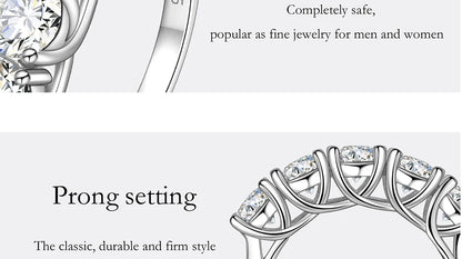 2.5/5CT Moissanite Ring For Women S925 Pure Silver Five Gemstone Ring Luxury Wedding High-end Jewelry
