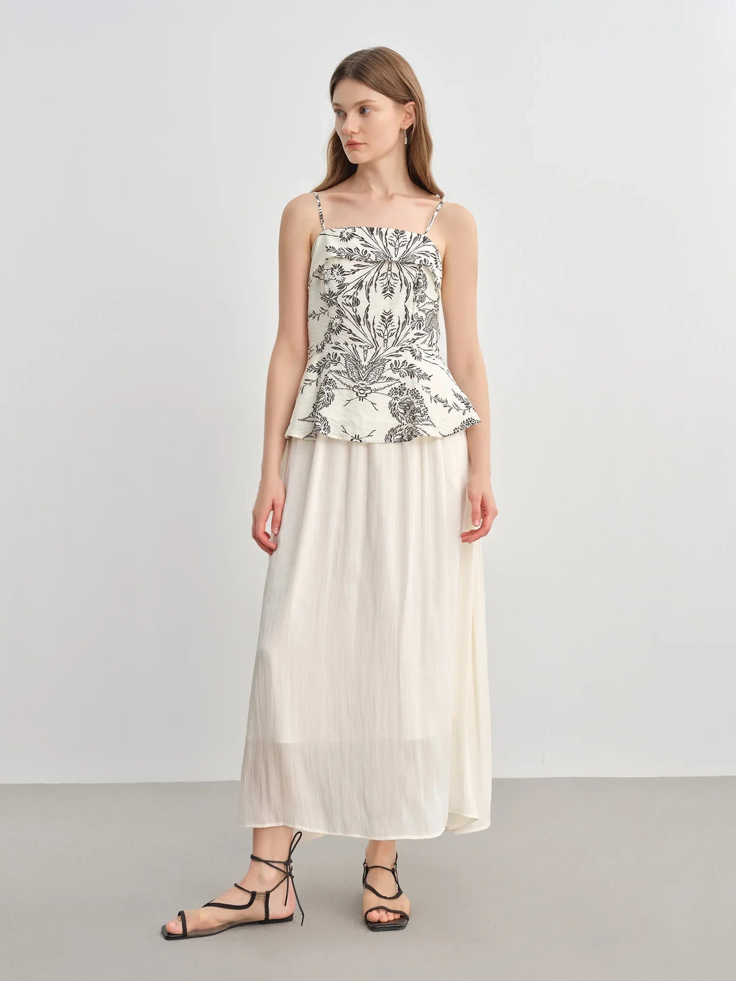 Plus-Size Women's Lightweight Flowing A-Line Skirt - 2025 Summer New Fashionable Commute Long Dress 25DS82792