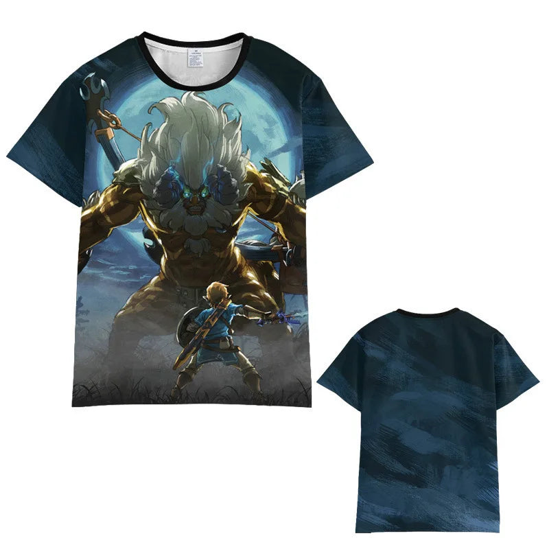 Zelda Tears of The Kingdom T-shirt Anime Cartoon Short Sleeve Cosplay Prom Dress Up Props Men Loose Breathable Clothes Tops Gift