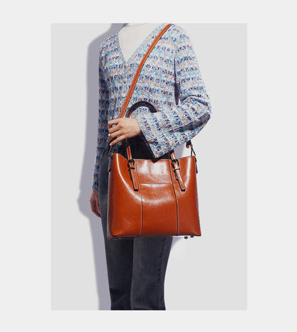 High Quality Women's Genuine Leather Tote Lady Luxury Designer Cowhide Shoulder Bag Large Capacity OL Handbag Shopper Bag