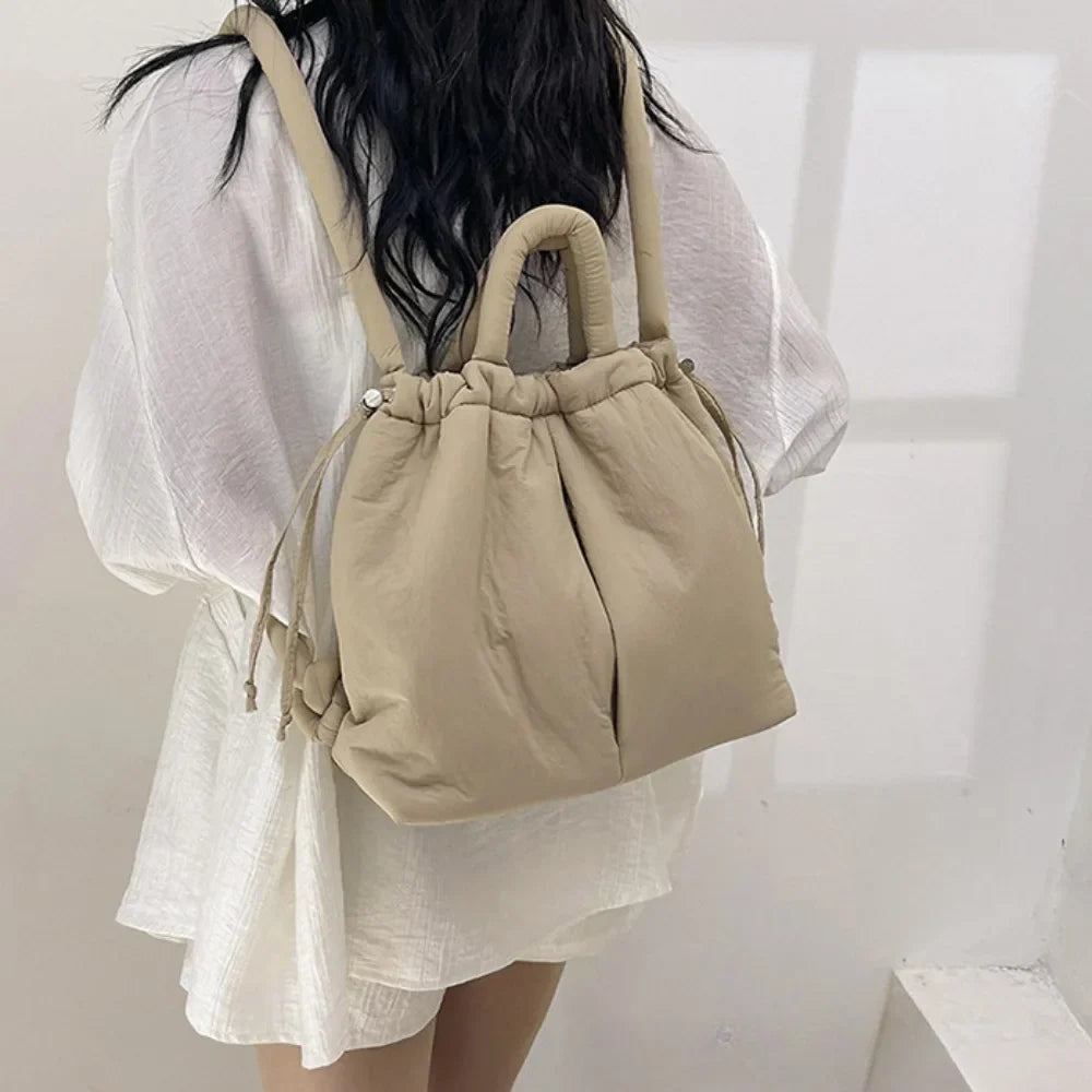 Women's Casual Single-shoulder Bag Large Capacity Nylon Backpack Women's Down Cotton Winter Tote Bag Portable Makeup Handbag