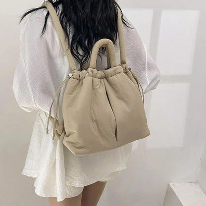 Women's Casual Single-shoulder Bag Large Capacity Nylon Backpack Women's Down Cotton Winter Tote Bag Portable Makeup Handbag