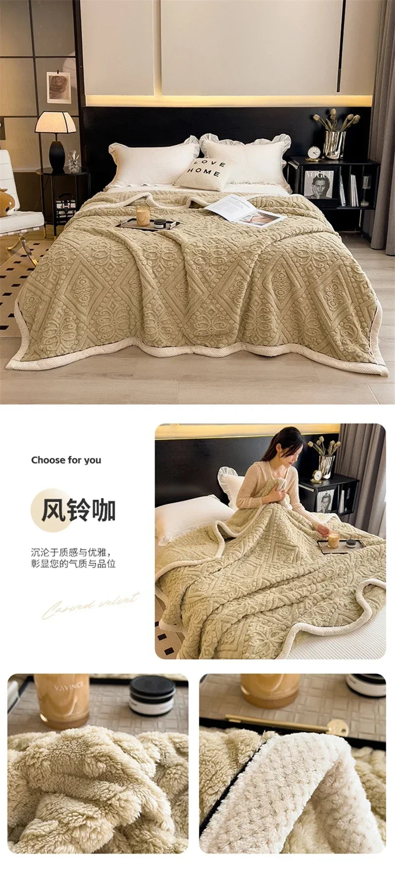 New Carved Velvet Warm Autumn Winter Blanket for Bed Soft Fluffy Sofa Blankets Warmth Cozy Coral Flannel Sofa Cover Blanket Nap