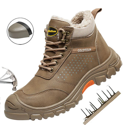 New Winter Thickened Wool Work Safety Shoes For Men Steel Toe Cap Work Boots Non Slip Security Shoes Male Snow Boots
