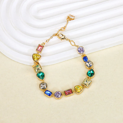 Delicate Crystal Beaded Necklace Earrings Bracelet Gift Set, High-End Fashion Jewelry Collection for Women,work to dinner piece