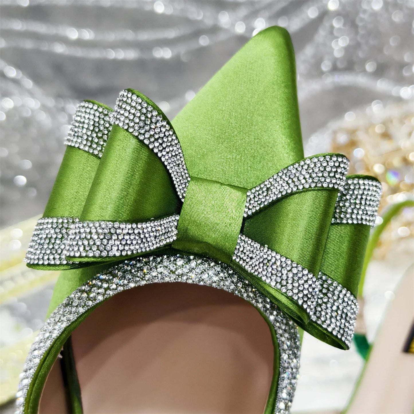 Shoes and Bag to Match Wine Colour Pointed-Toe Rhinestone Bow Party Women's High Heels