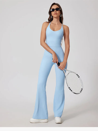 Seamless Yoga Jumpsuit Sets Beautiful Back Tight Hip Lift Trousers Micro Flared Trousers Outdoors Sports Fitness tracksuit Woman