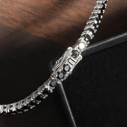 3mm 4mm Black Moissanite Tennis Bracelet Full Diamond GRA 925 Sterling Silver Plated 18k Hiphop Bracelets for Women Man