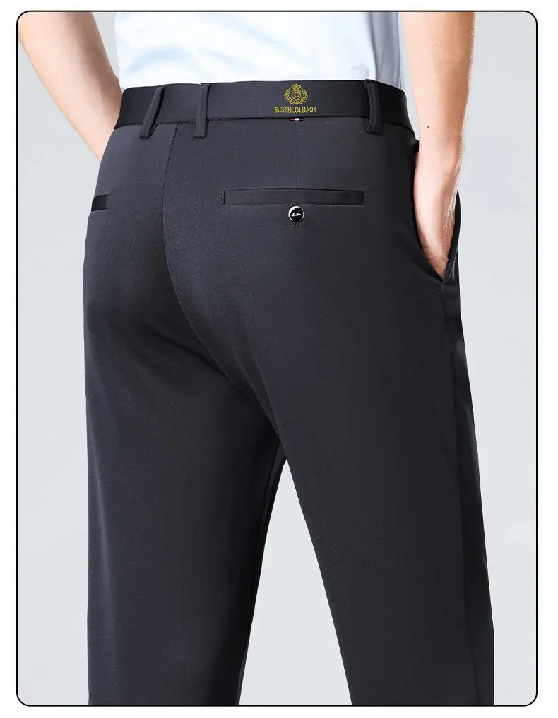 New Men's Stretch Suit Pants Flat Front Business Casual Pants Wrinkle Resistant Work Pants