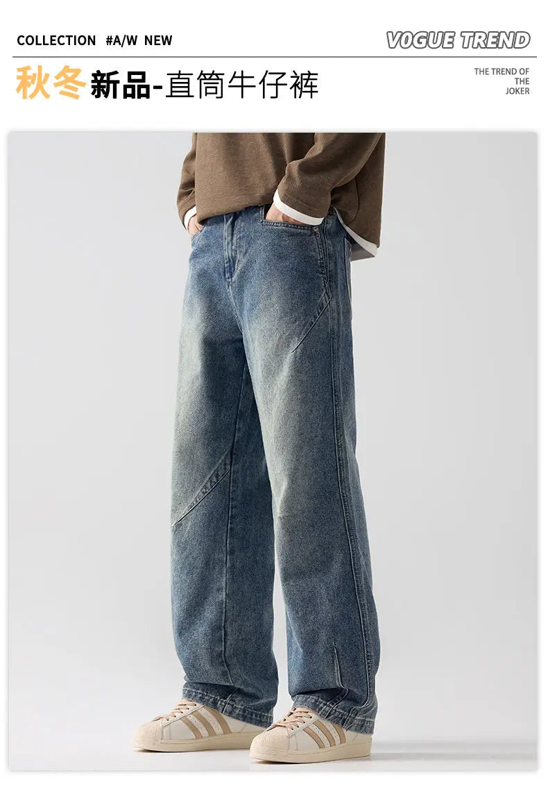 Men's Trendy Jeans All-Season Cotton Blend Straight-Leg Pants - Fashionable Minimalist Versatile Casual Denim Trousers M-4XL