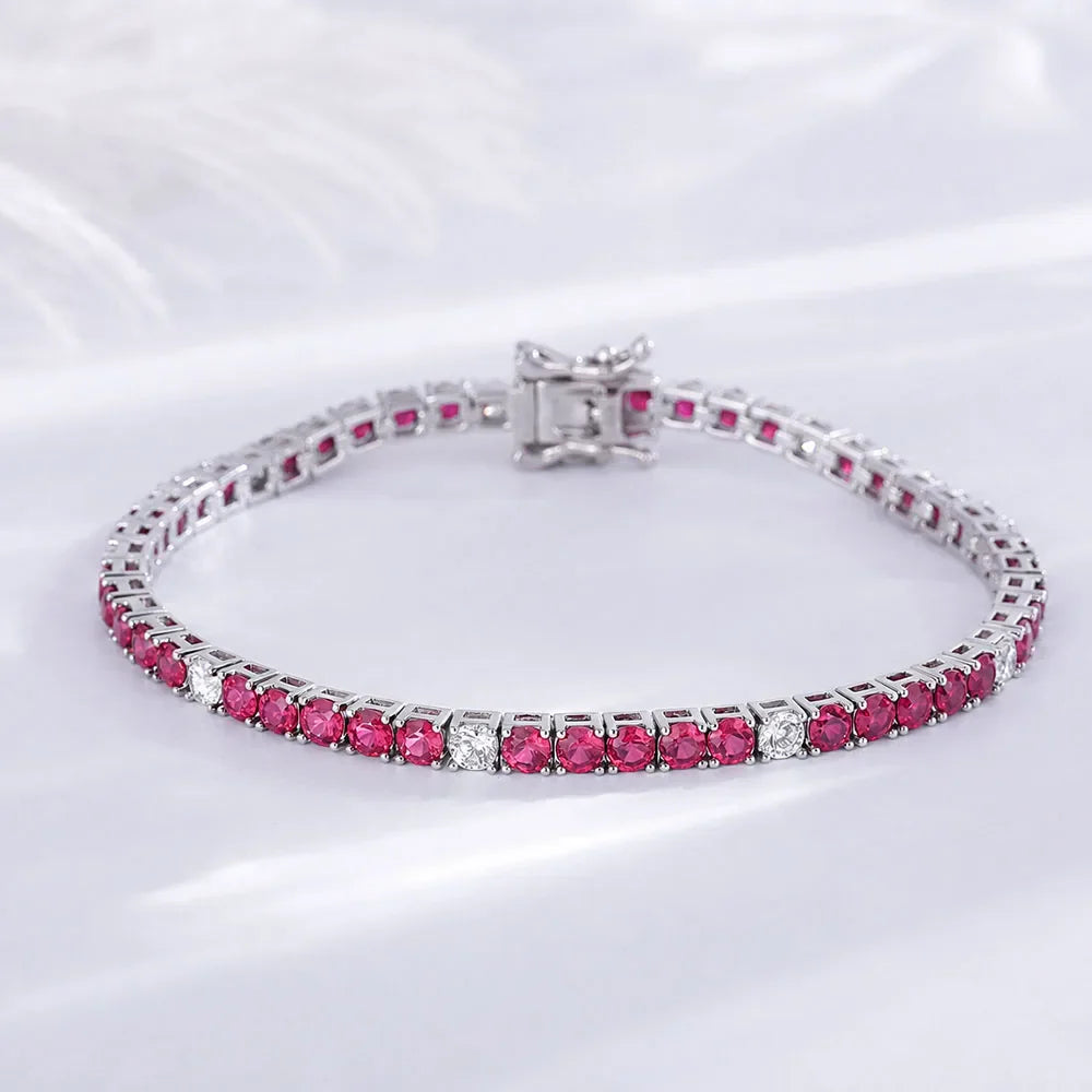 Fine Jewelry 3mm Montana Blue/Emerald Green/Ruby Red/Turquoise/Black Cubic zircon 925 Silver Tennis Bracelet