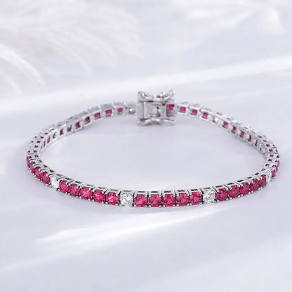 Fine Jewelry 3mm Montana Blue/Emerald Green/Ruby Red/Turquoise/Black Cubic zircon 925 Silver Tennis Bracelet
