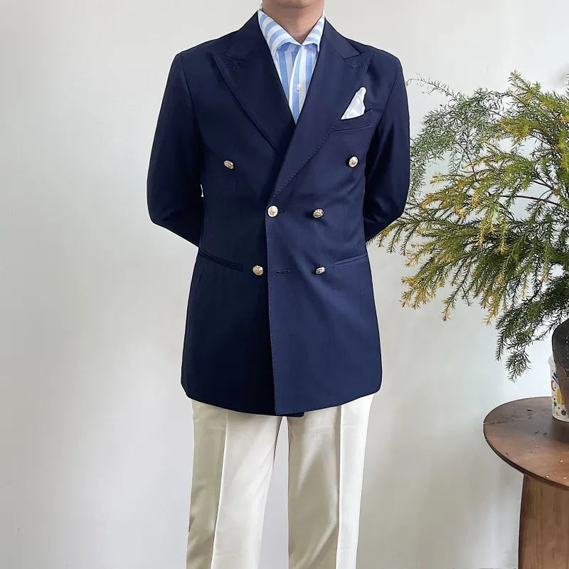 Suit For Mens Groom's Wedding 1 Pieces Slim Fit Blazer Wide Shawl Lapel Luxury Men Suit Custom Made Tuxedo Gold Button