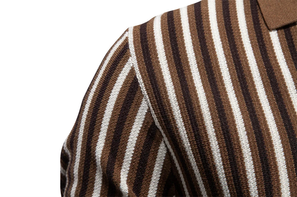 Summer Men's Polo Shirts 2026 Stripe Design Ice Silk Short Sleeve Cool Touch Breathable Casual Outdoor Polo Shirt for Men